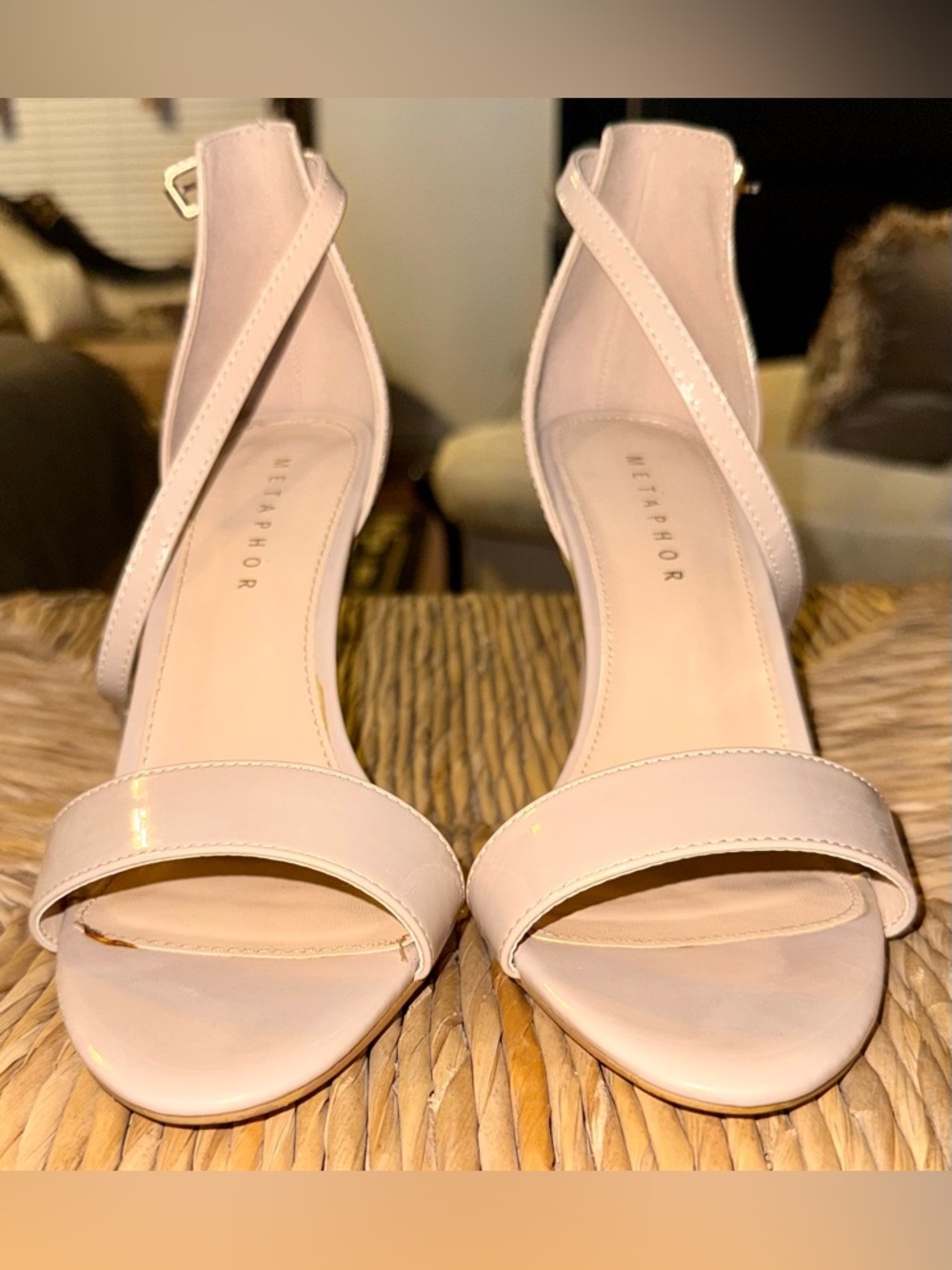 Pre-Loved Metaphor Pale Nude Patent Ankle-Strap Heels